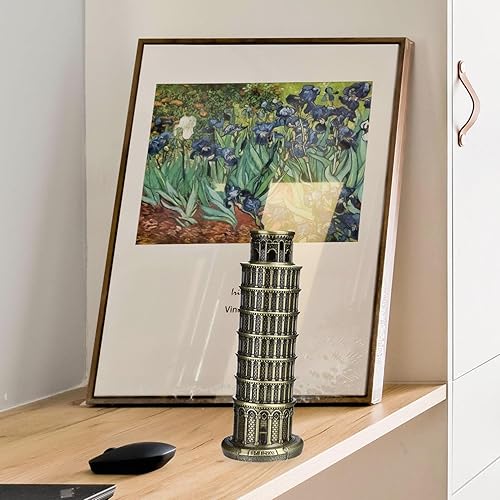 Miniatura 6 de Cutbar Torre de Pisa inclinada de 6 pulgadas, modelo de arquitectura, figuras retro famosas de Italia para decoración de escritorio del hogar,