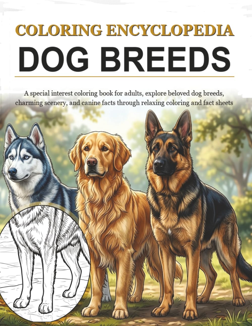 Coloring Encyclopedia - Dogs: A special interest coloring book for adults, explore dog breeds through relaxing coloring and informative fact sheets