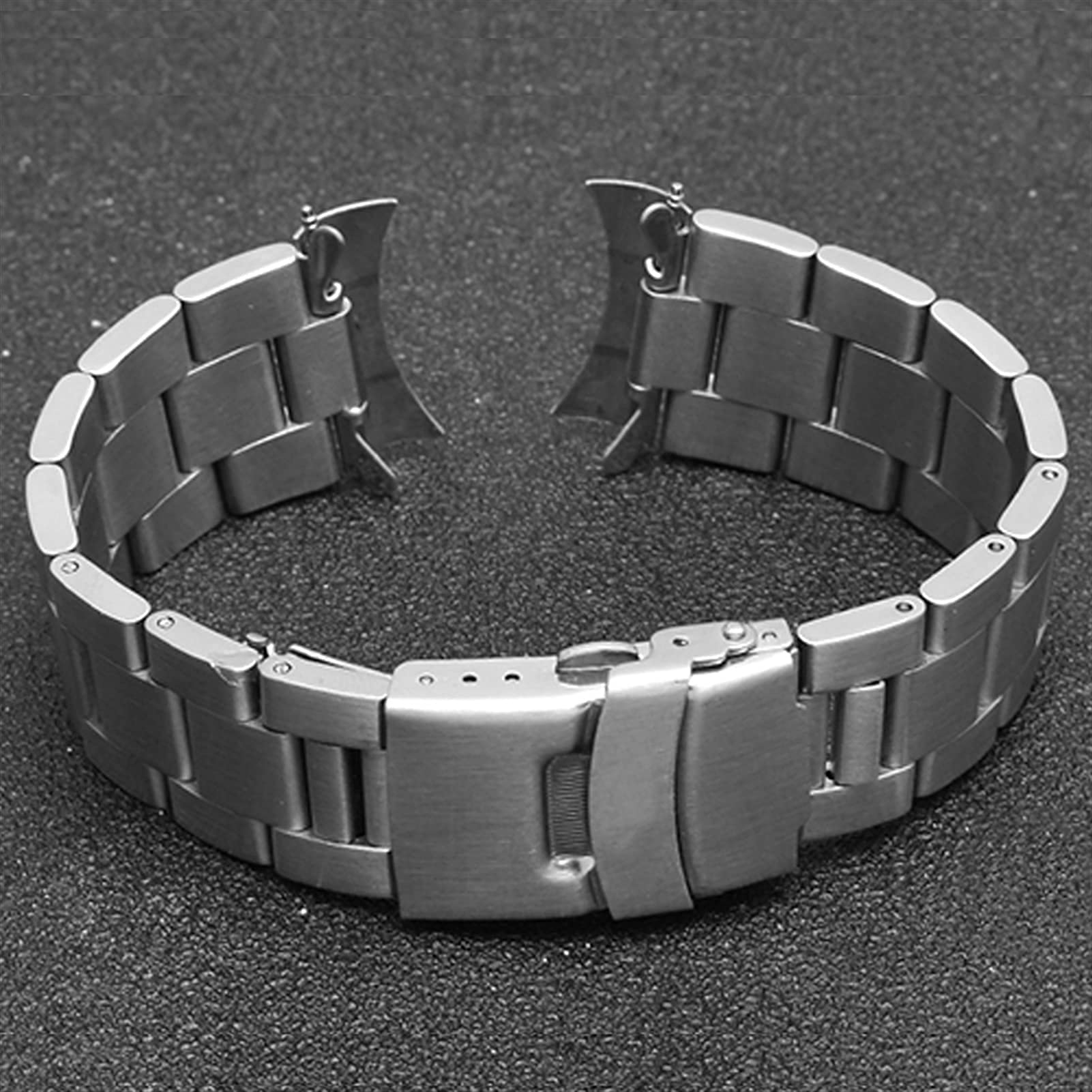 Massives Edelstahlarmband, Schnellverschluss, Metall, gebogenes Ende, Herren-Faltschließe, Armband, Zubehör, 20 mm, 22 mm
