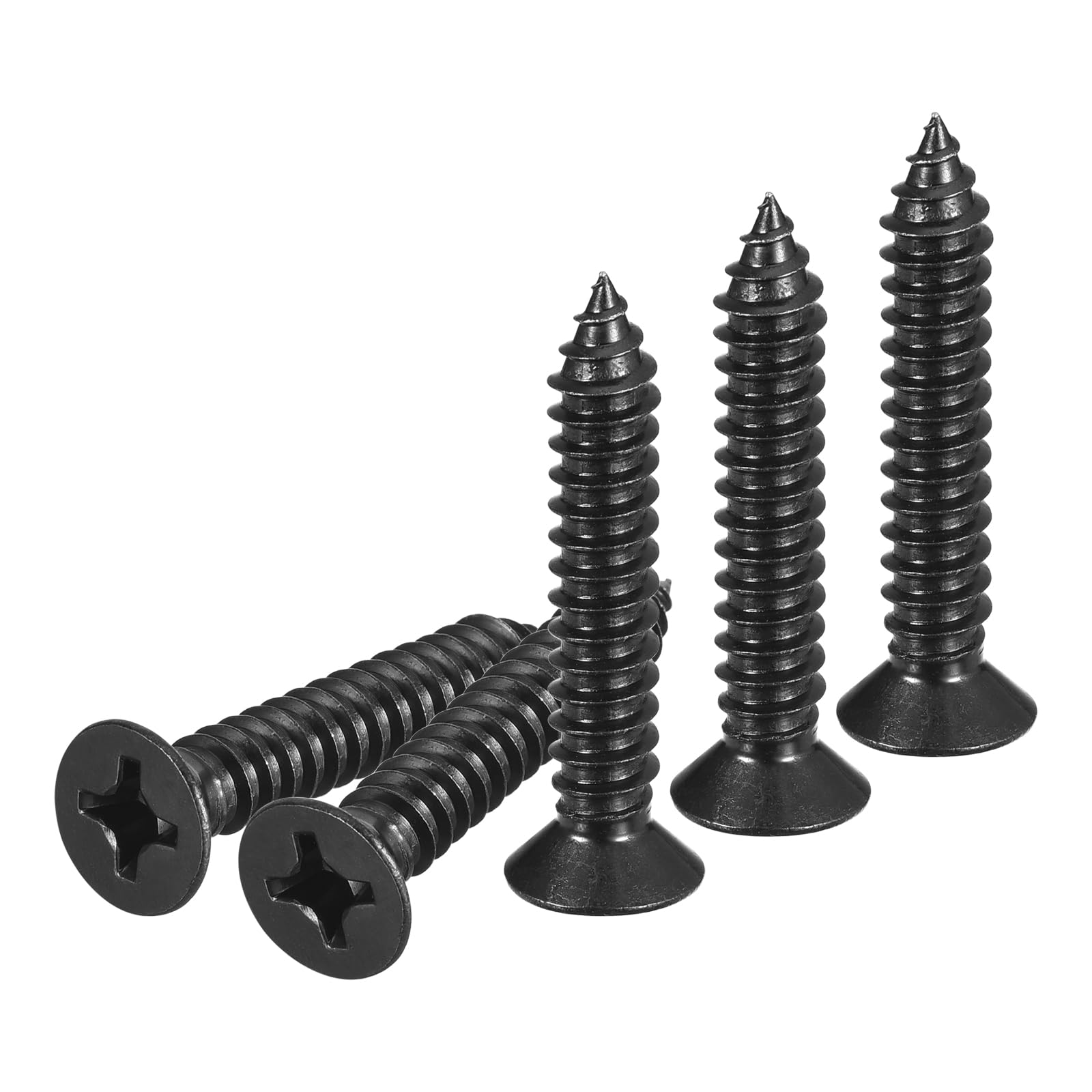 DTGN 100Pcs #14x1-3/4" Flat Head Wood Screws, 304 Stainless Steel Phillips Self Tapping Screws - Good for Woodworking Furniture - Black