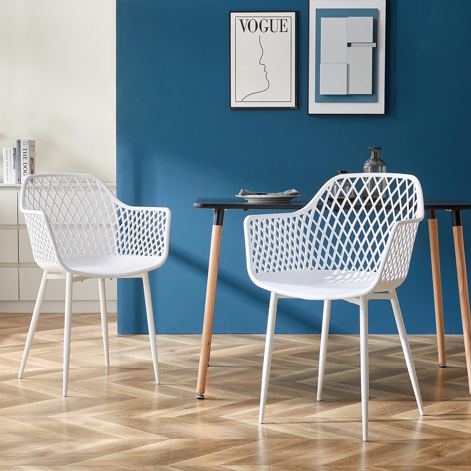 buybyroom Set di 2 sedie da giardino con bracciolo, sedia da giardino per esterni, poltrona lounge, sedie da giardino, 120 kg, colore bianco