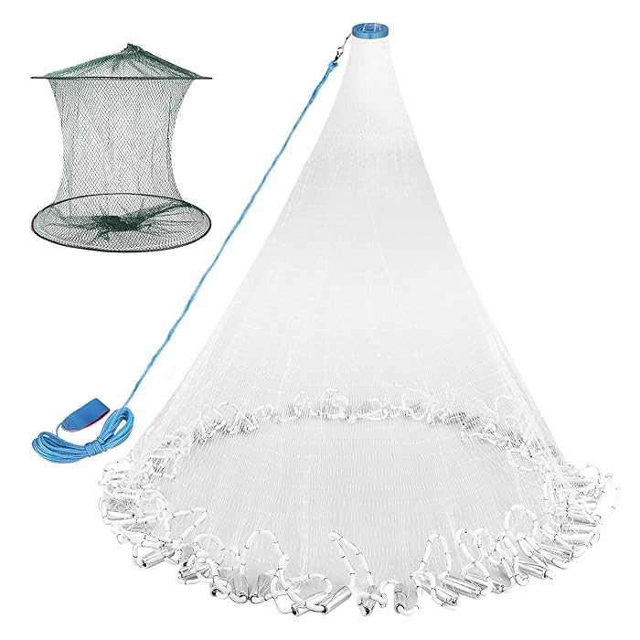 Buy Cast Net for Fishing with Shrimp Cage, American Freshwater ...
