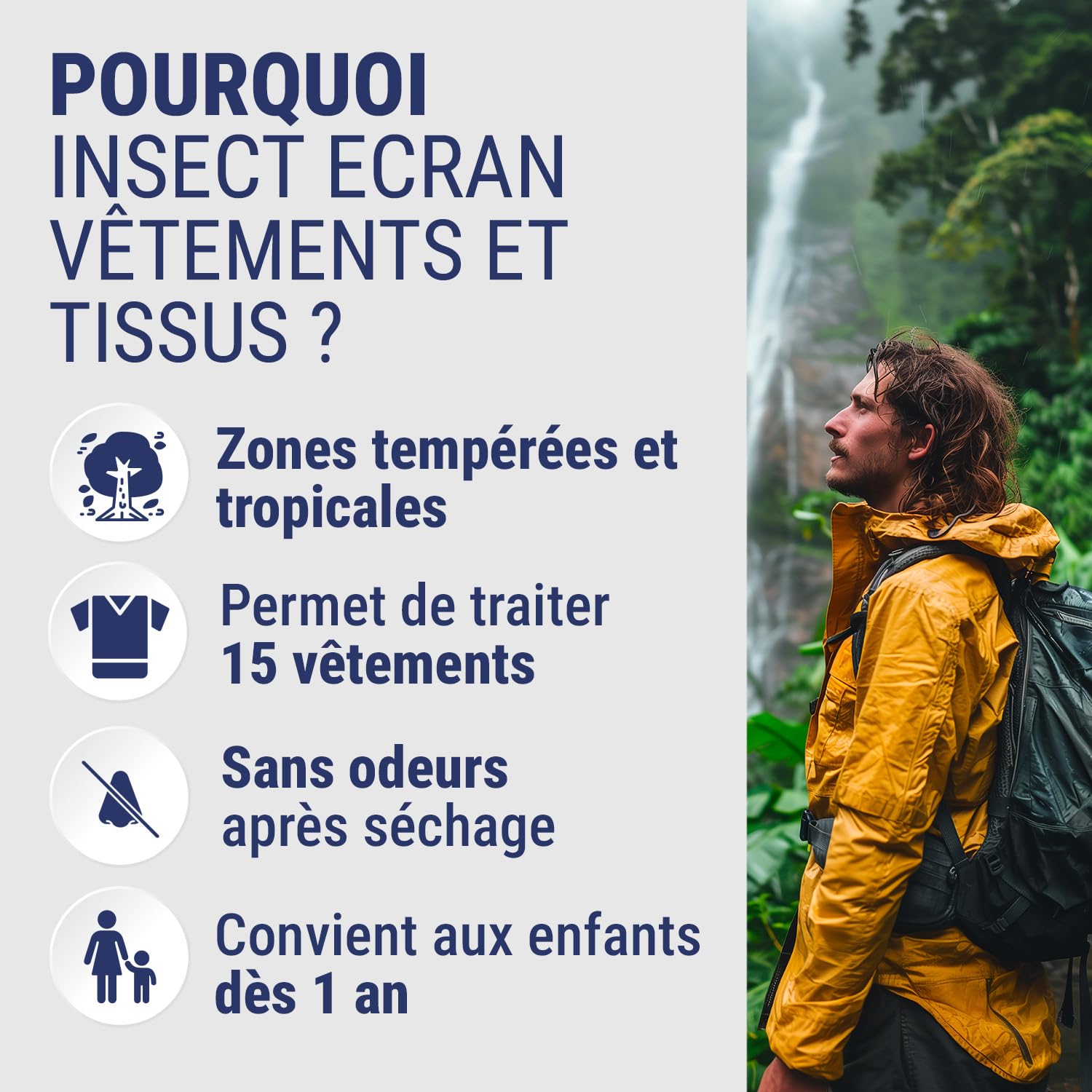 INSECT ECRAN - Spray Anti-Moustiques - Efficacité 8h - Protection contre les piqures de moustiques - Vêtements &Tissus - Sans odeur - Fabriqué en France - 100ml