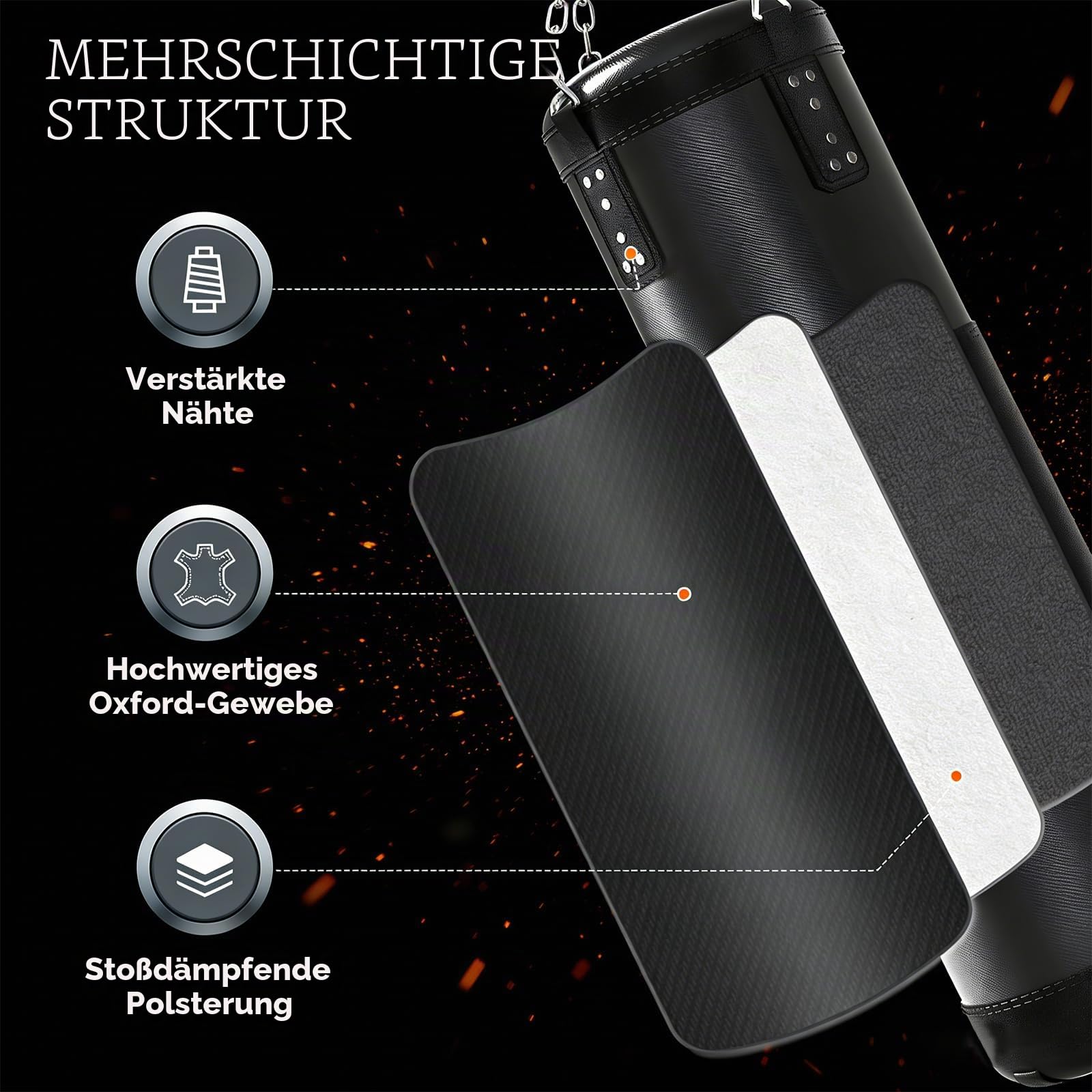 Boxsack Set für Erwachsene 120cm | Schwerer Boxsack mit 12oz Boxhandschuhen & Zubehör | Komplettes Trainingsequipment für Boxen, Kickboxen, MMA | Ideal für Heimtraining & Fitness Anfänger