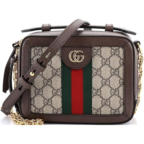 Gucci, Pre-Loved Ophidia Zip Around Camera Bag GG Coated Canvas Mini, Brown