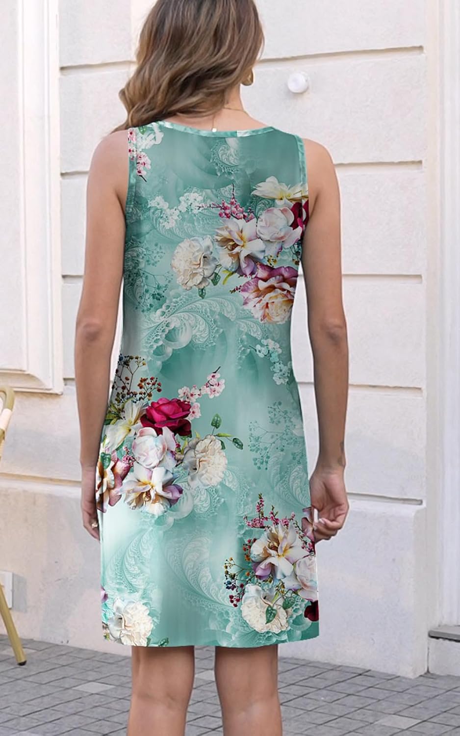 Disamer Beach Dresses for Women 2024 Vacation Summer Dress Boho Floral Sundresses Casual Beach Button Down V Neck Sleeveless Tshirt Dress, Small, Flower7 - Image 5