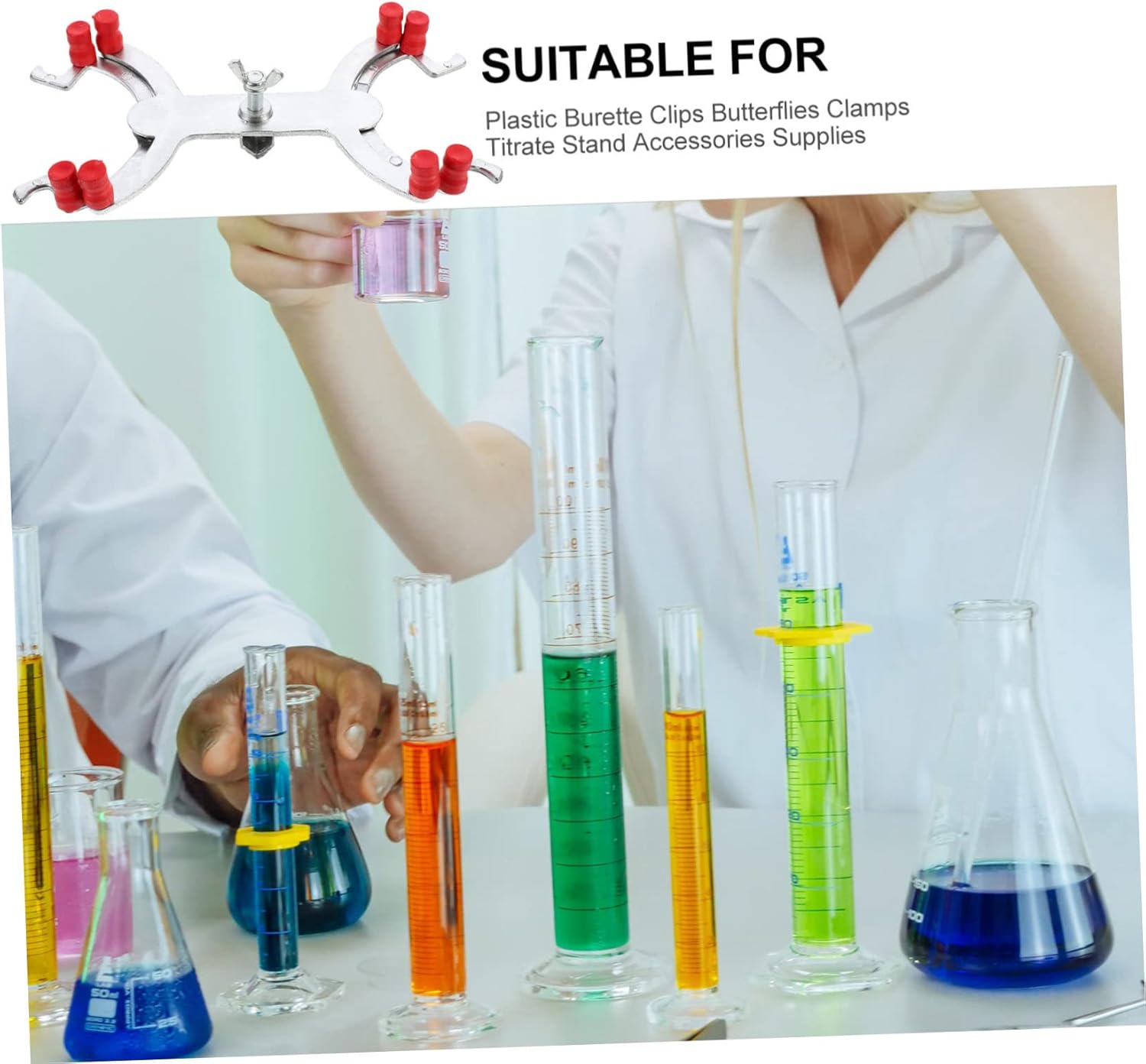 5pcs Laboratory Titration Clip Aluminum Double Buret Clamp for Secure Experiment Fixing Compatible Titration Table Classroom and Laboratory Use