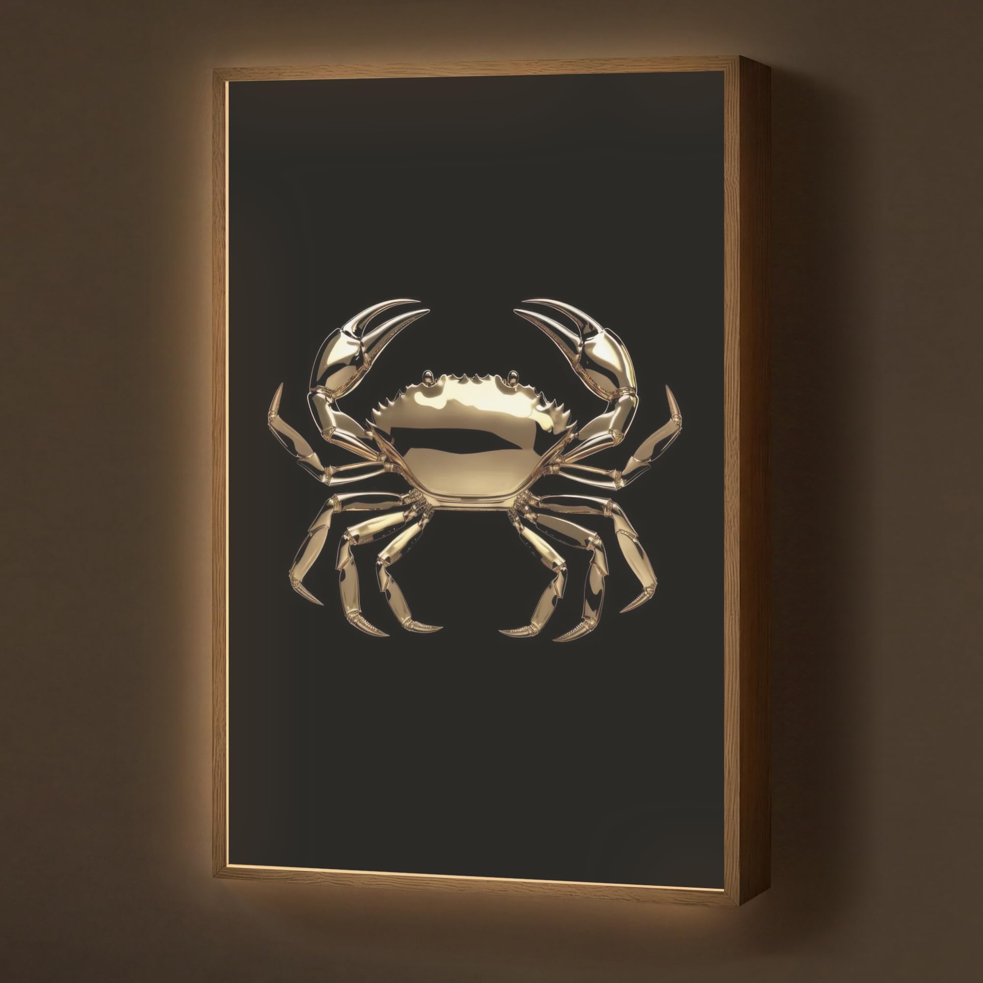 Wandlampe Wohnzimmer 60x90 cm Aufladbar Wandleuchte LED Lampe Wand Nachtlicht Schlafzimmer Flur Wandbeleuchtung Warmweiß Wall Lamp Gold - Krabbe - Tiere - Schwarz
