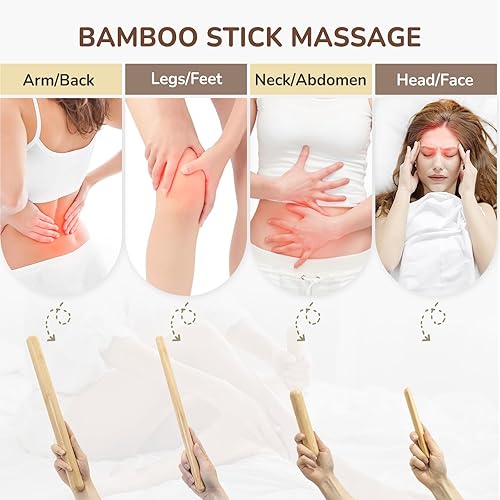 Miniatura 6 de Calentador de piedras de masaje portátil con adaptador de automóvil, juego de palos de masaje de bambú eléctrico para spa, juego de masaje de bambú