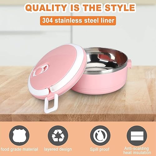 Miniatura 4 de LIZEALUCKY Contenedor de alimentos, lonchera Bento para trabajadores de oficina con hebillas de seguridad, lonchera portátil sellada de acero