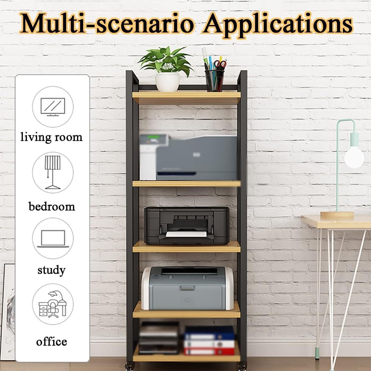 Generico Supporto Rack Audio Mobile, Audio‑Video Con Ruote Universali | Mobiletto Stereo Audio, 5 Ripiani Mobili Per Amplificatori E Giradischi In Home‑theater