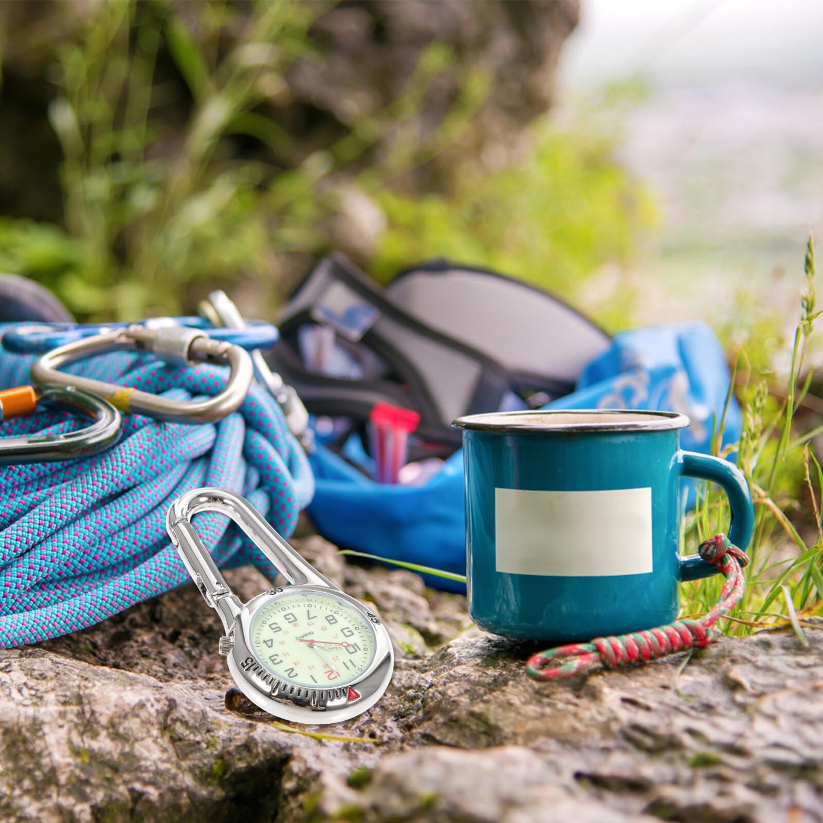 ULTECHNOVO Orologio a Clip Con Quadrante Fosforescente E Moschettone Per Zaino Cintura Orologio Da Taschino Unisex Leggero Per Escursionismo Alpinismo Infermieri Movimento Preciso