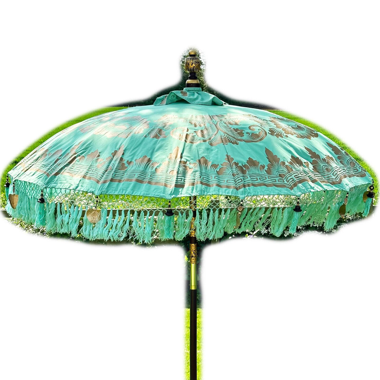Darthome Bali Sun Parasol 2m Handmade Traditional Indonesian Garden Umbrella (Green)