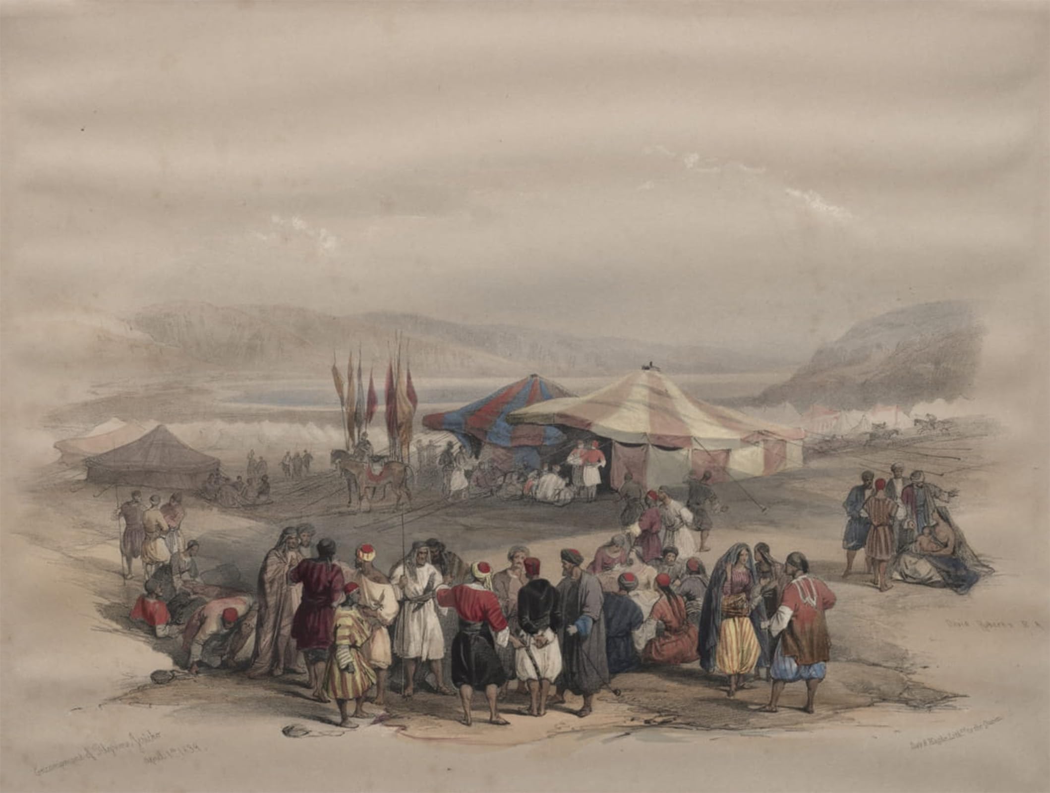 SERENDIPITP Aesthetic Poster Photo Wall Print Retro Picture Encampment of Pilgrims Jericho by David Roberts Modern Wall Artwork for Home Decor 60x90cm