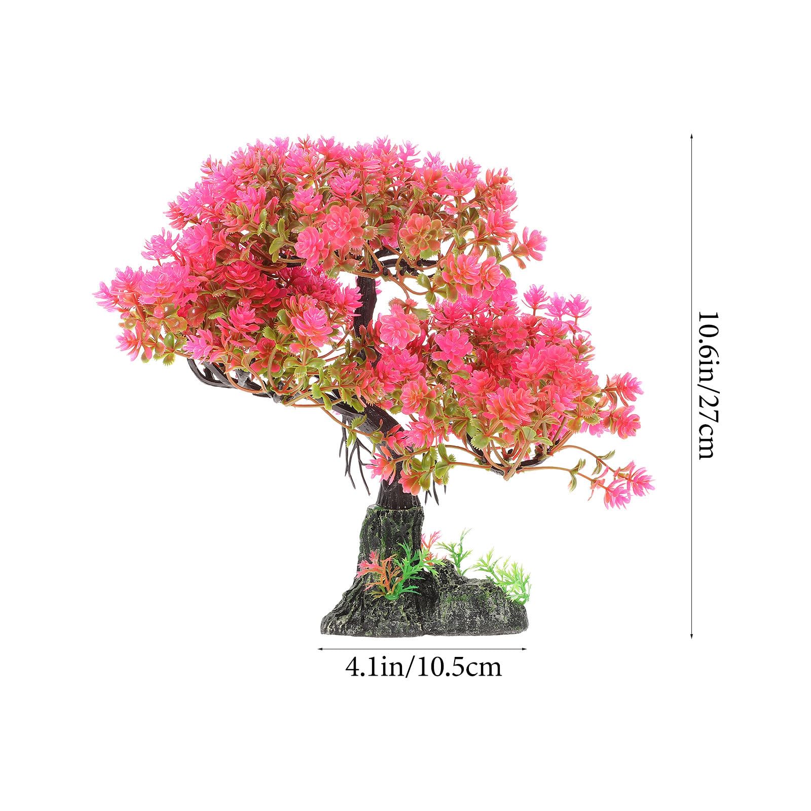 POPETPOP Planta artificial de acuario de plástico, planta de agua, árbol, pecera, bonsái, adorno para pecera, escondite, plato de sushi, decoración para acuario, terrario, paisaje, rosa