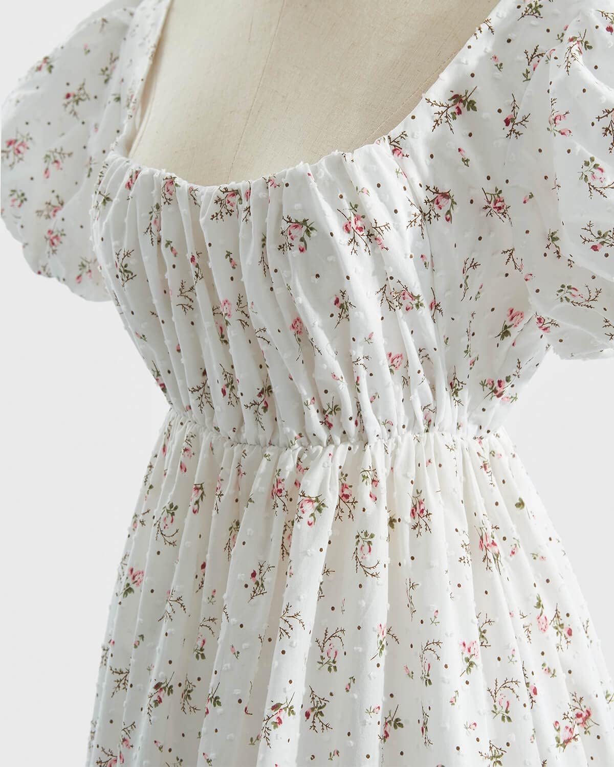 Nuoqi Regency Dresses for Women Floral Regency Era Dress Empire Waist Long Tea Party Dress - Image 8