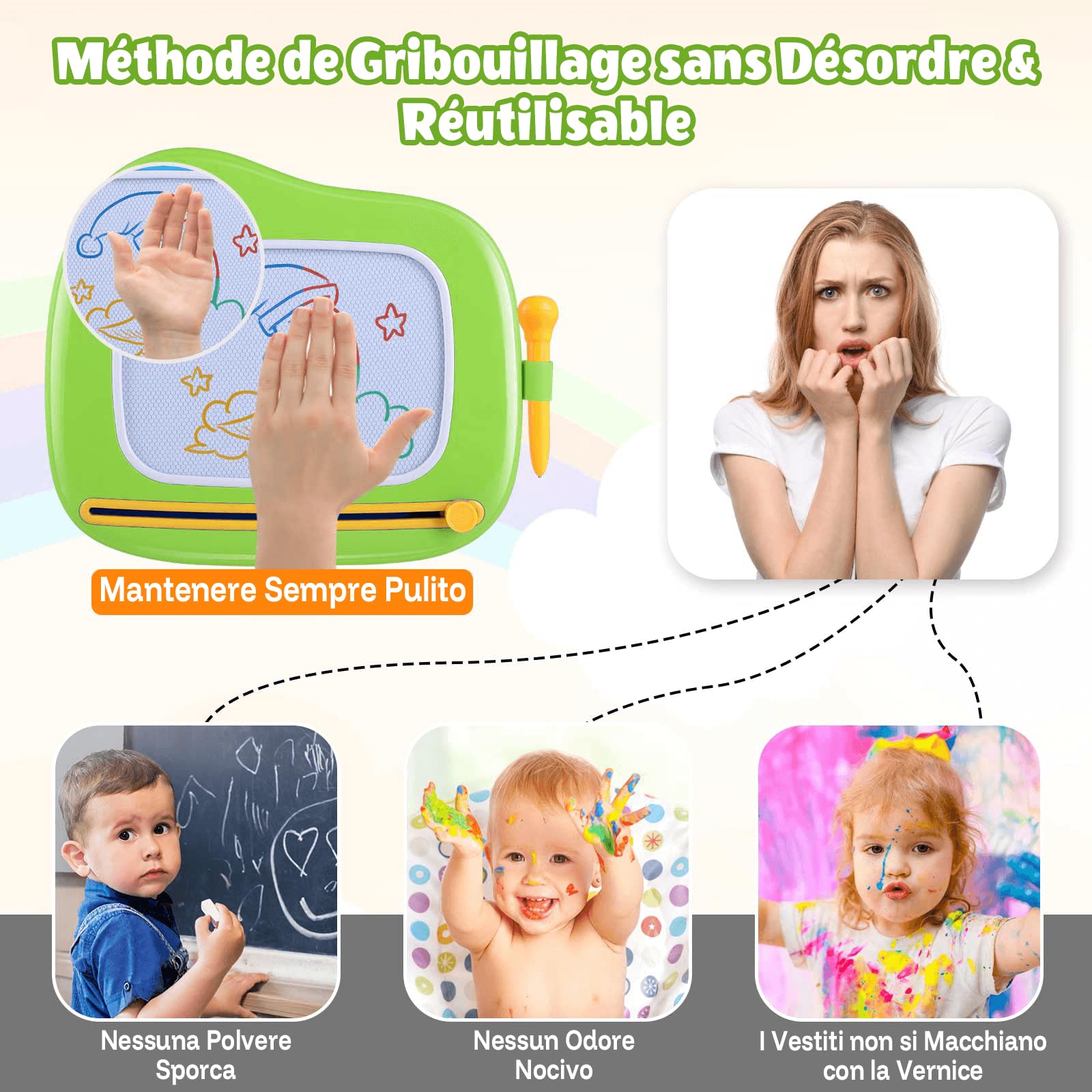 Smasiagon Lavagna Magnetica per Bambino 1 Anno, Grande Magica Cancellabile Scrittura Tablet con Le Gambe, Giocattolo Educativo e Regalo per Bambini 1 2 3 Anni (Verde)