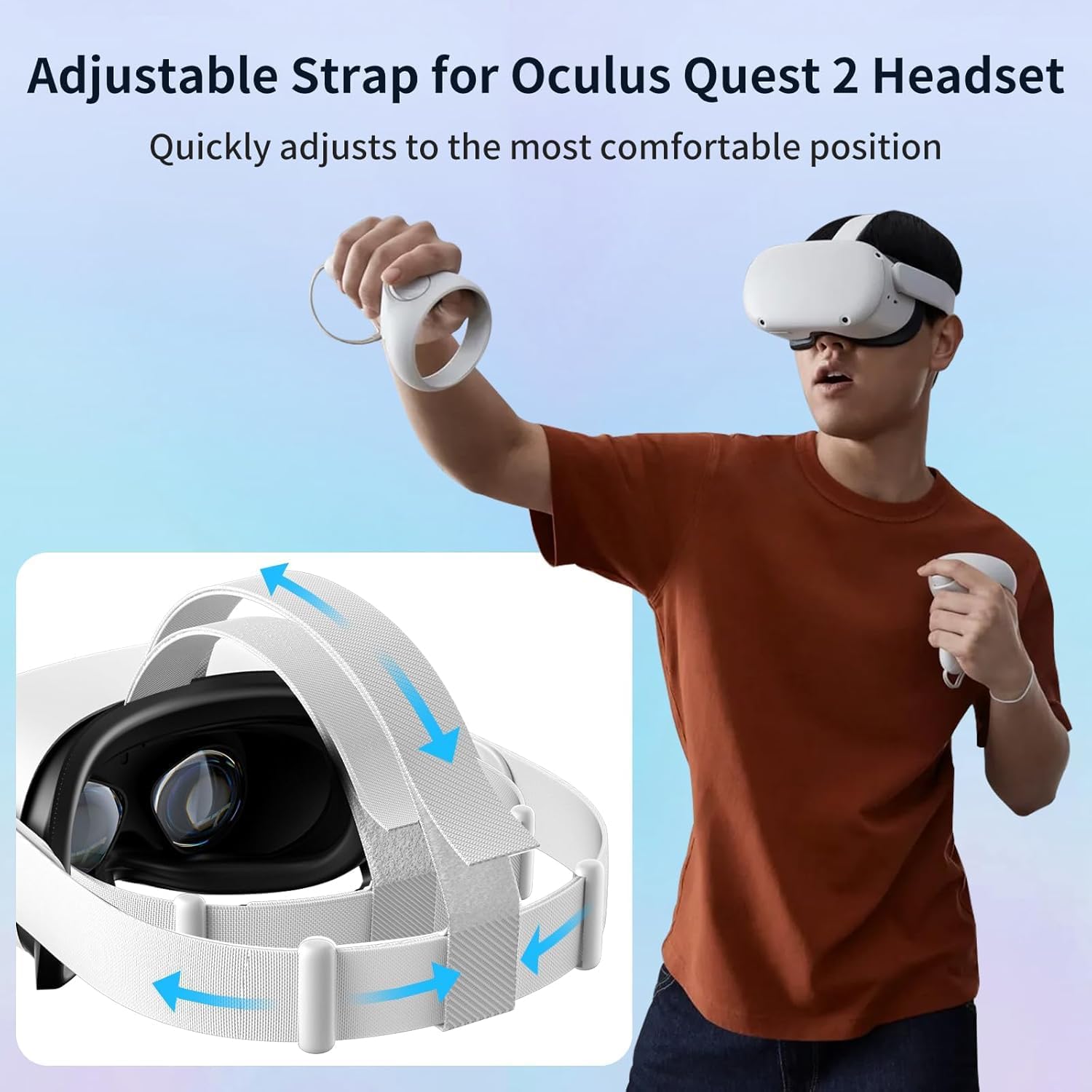Head Strap for Oculus Quest 2 Headset, Adjustable Replacement Headstrap for Meta Quest 2 Head Strap (Quest 2) - 3