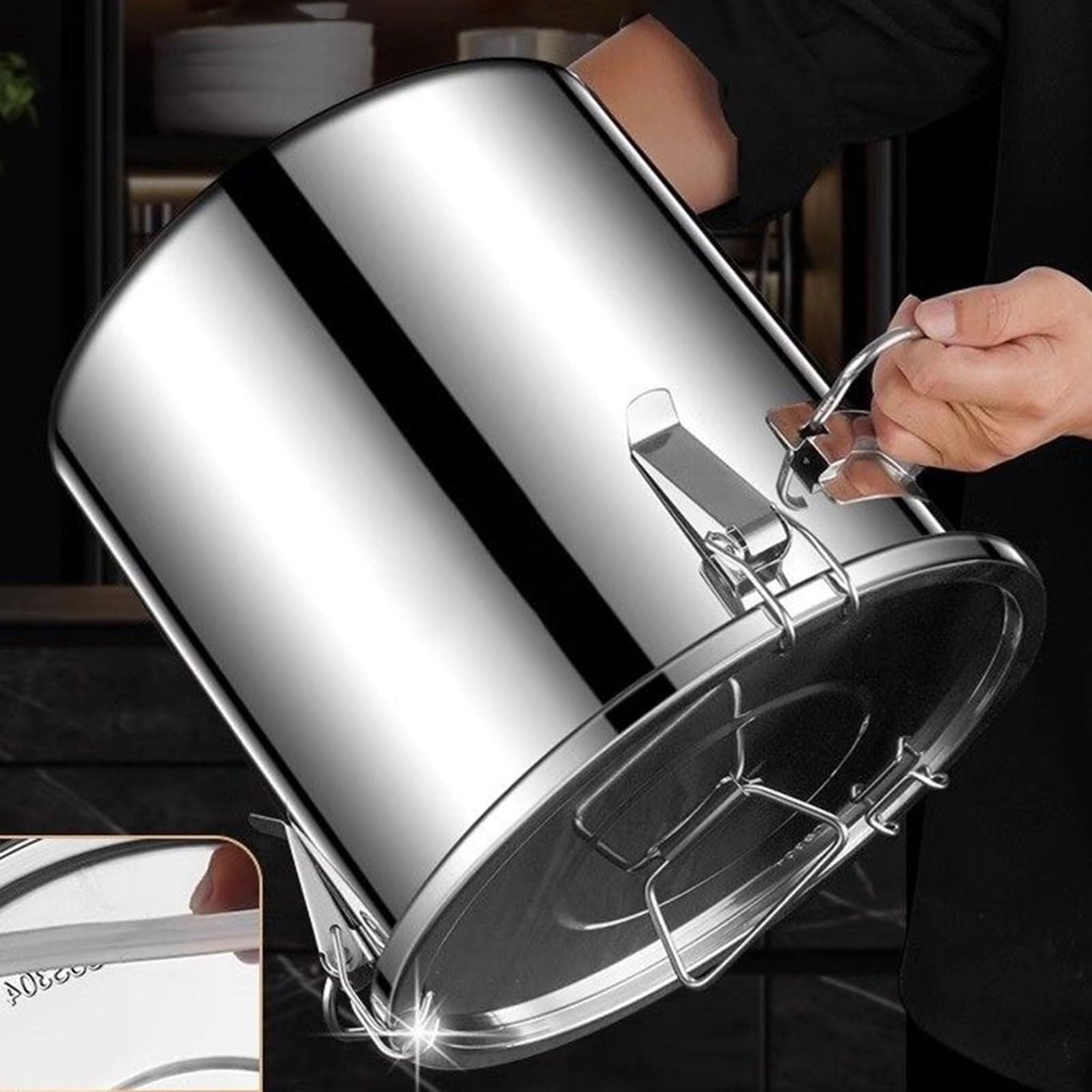 Boîte de Conservation hermétique en Acier Inoxydable 304, 21 L (5,55 Gal) pour café, Riz, céréales - Organisateur Durable pour la Cuisine et Les Restaurants