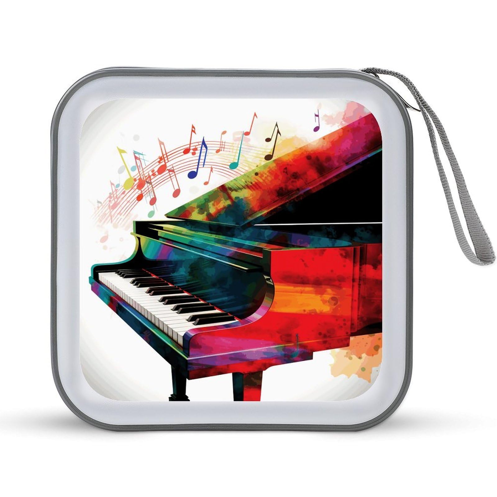 VstaDank Colorful Piano Keyboard Music CD Case DVD Holder Storage Portable Carry Binder Holder Wallet Large Storage Disc Wallet Bag Hard Plastic DVD Disc Case Large Media Binder 40 Capacity