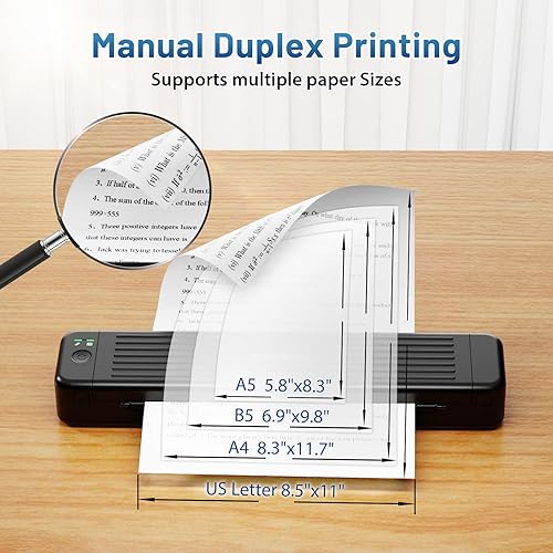 Miniatura 4 de Phomemo Impresoras portátiles inalámbricas para viajes, impresora de transferencia térmica Bluetooth P831 compatible con 8.5 x 11 pulgadas, carta de