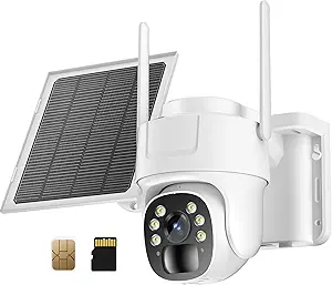 KKB 4G LTE Cellular Security Camera, No WiFi Security Camera Outdoor Built-in SIM Card and 64GB SD Card, Solar Powered, 2K Wireless Cam Color Night Vision, PIR Motion Sensor, PTZ 355° View, 2 Way Talk asin的图片