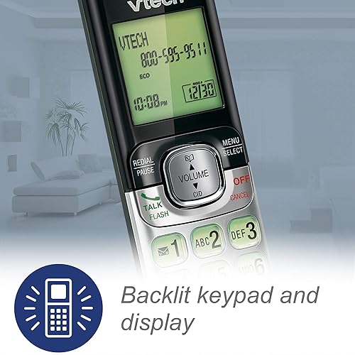 Miniatura 47 de Teléfono Vtech DECT 6.0 con identificador de llamadas / llamada en espera, plata / negro con 2 auriculares inalámbricos, Azul 1 Auricular Azul