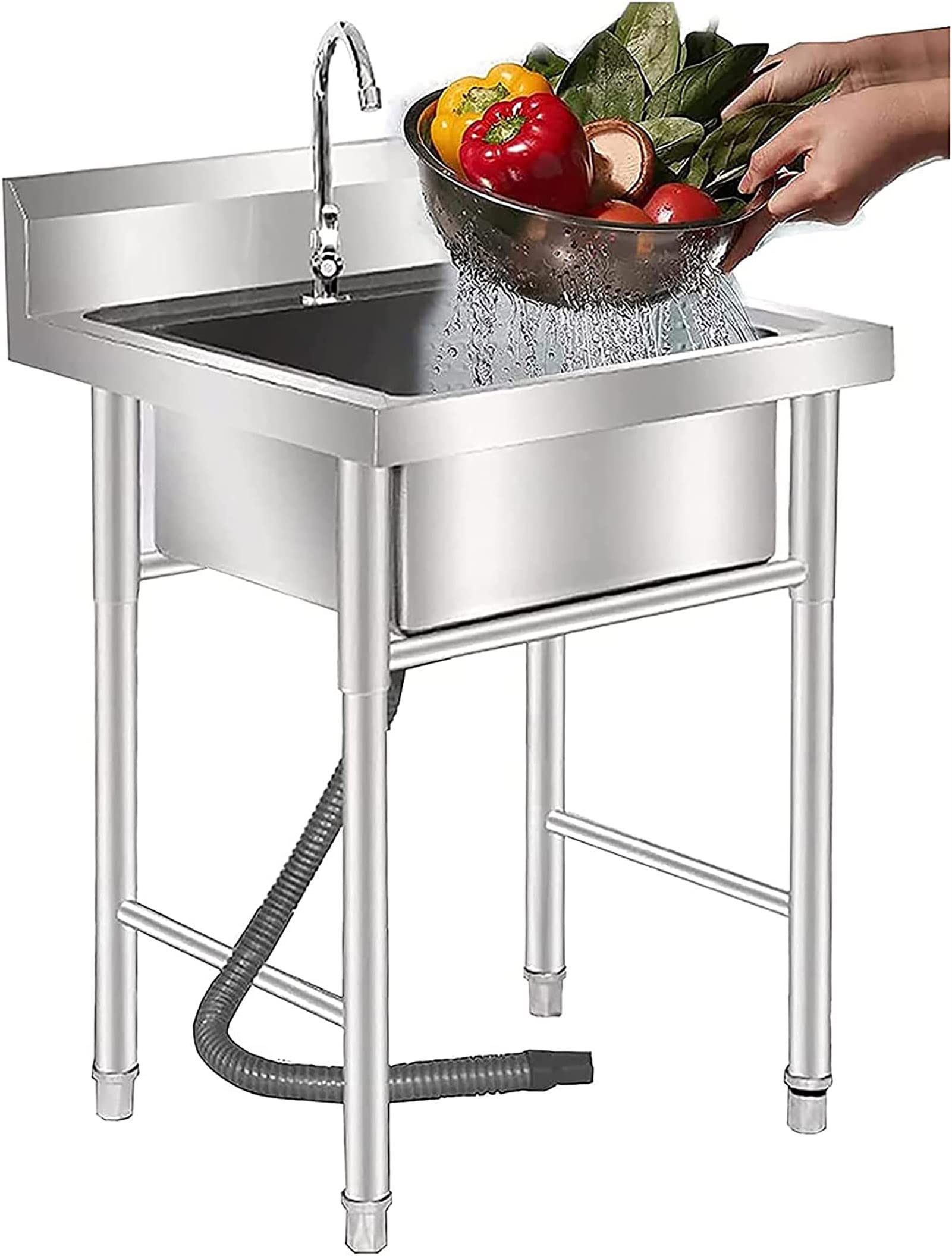 Ensemble d'évier de cuisine de restaurant en acier inoxydable brossé durable
