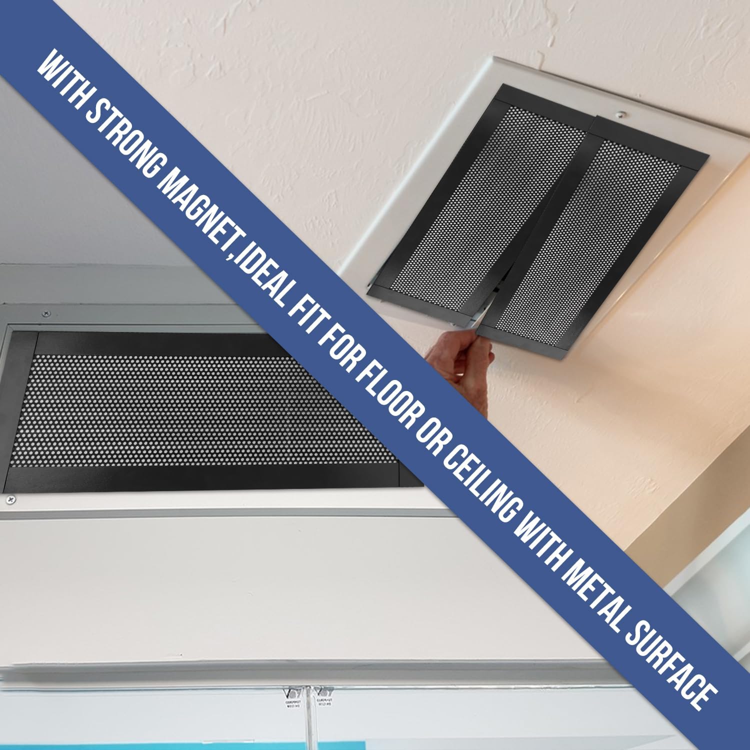 4P Magnetic Floor Vent Covers 4 x 10 Inch Air Vent Screen Cover Magnetic Floor Register Vent Covers Magnetic PVC Vent Mesh for Home Wall Ceiling Floor Catches Debris