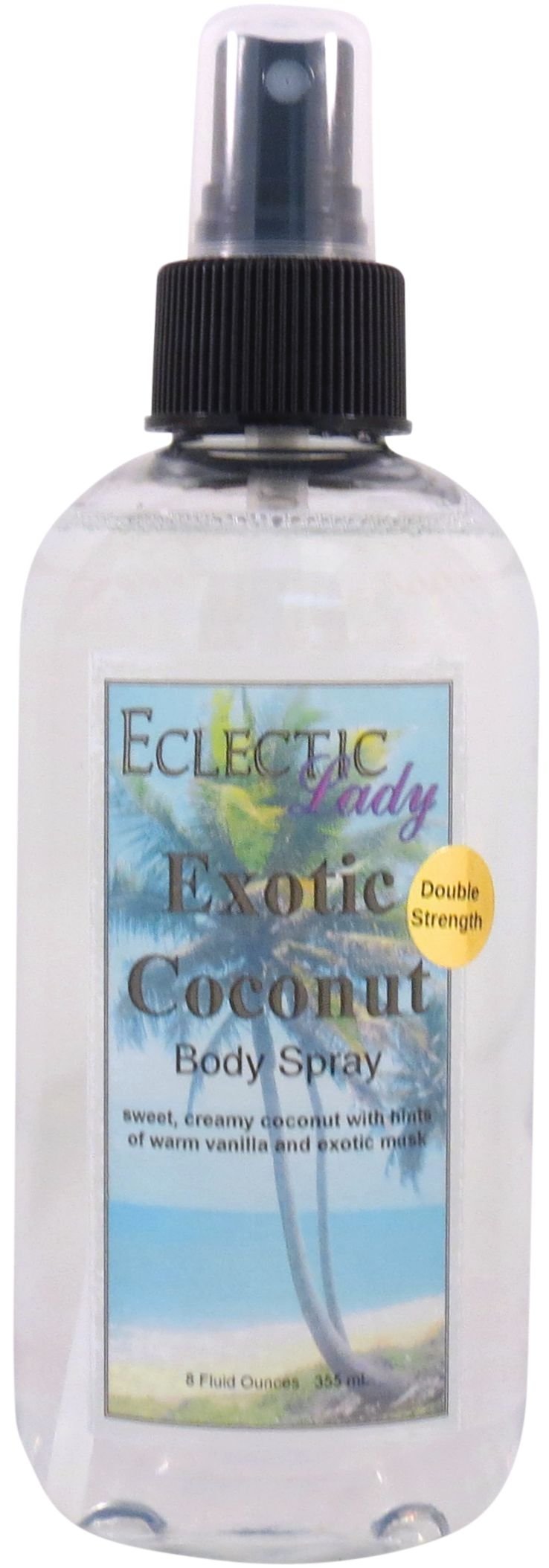 Eclectic Lady Exotic Coconut Body Spray, Double Strength, 8 ounces, Body Mist for Women with Clean, Light & Gentle Fragrance, Cologne with Soft, Subtle Aroma For Daily Use