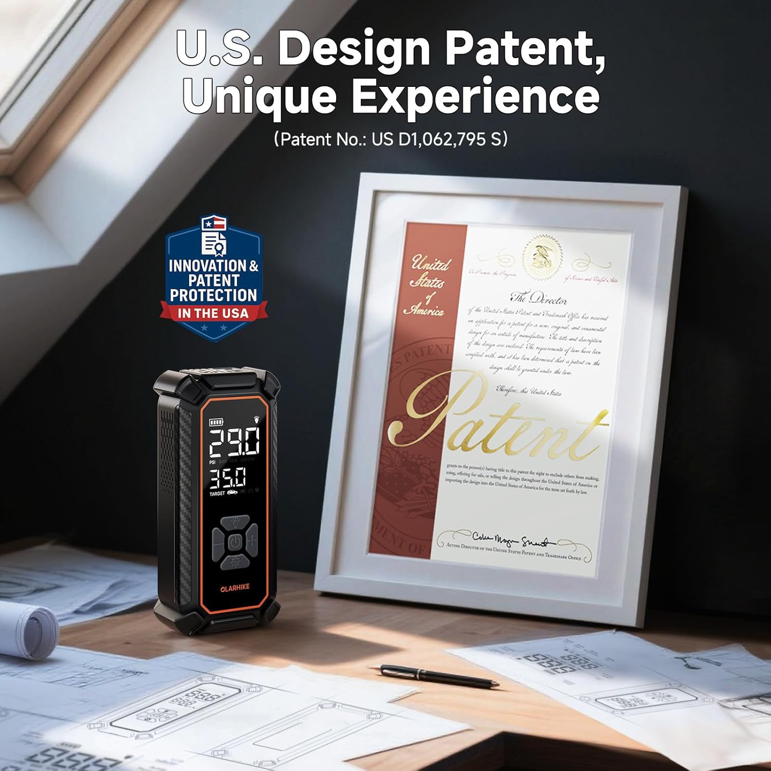 OlarHike Cordless Tire Inflator Portable Air Compressor, 150PSI Dual Power - 6000mAh & 12V DC, Air Pump for Car Tires, Bike, Motorcycle, Balls with LED & Digital Pressure Gauge, Car Gifts - Image 9