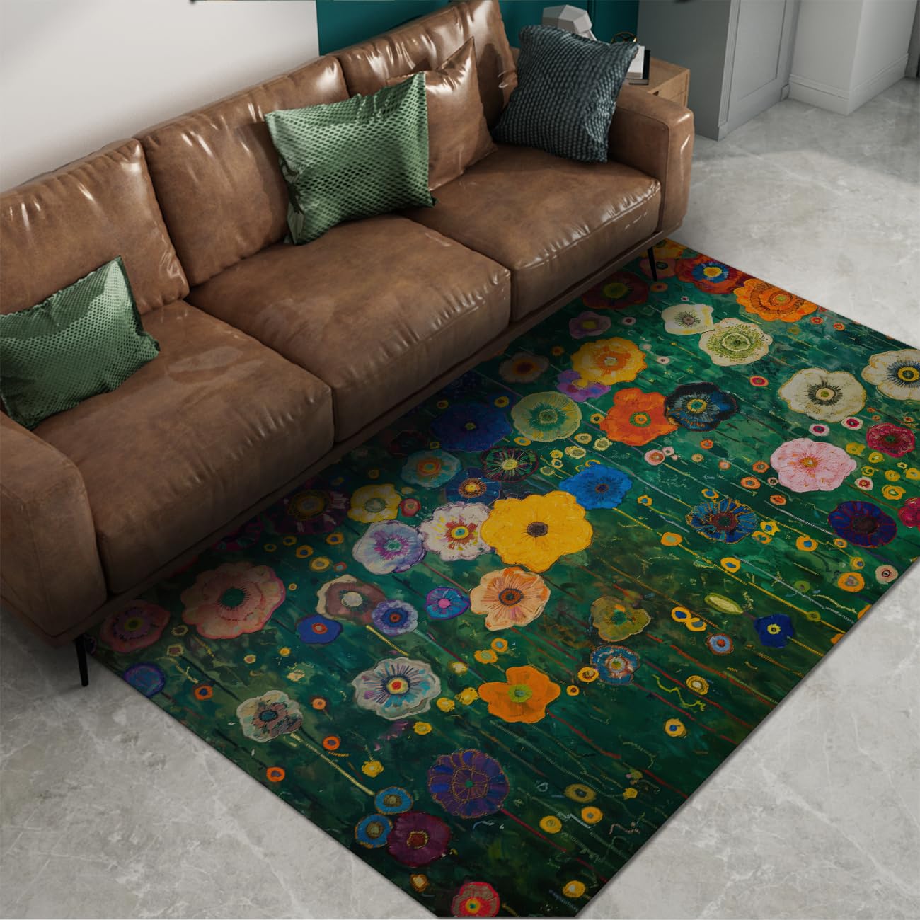 Tapis bohème floral créez une ambiance chaleureuse et colorée dans votre salon