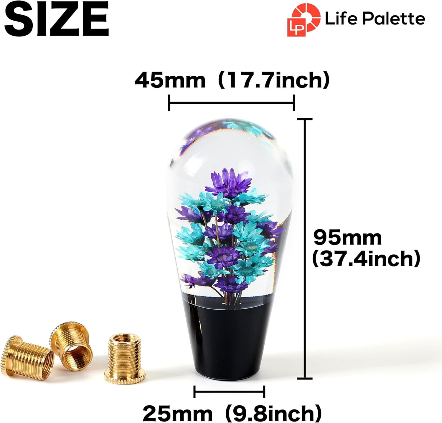 Flower Shift Knob Shifter Knob Gear Shift Knob Shift Lever Knob Car Gear Stick Head Unique Shift Handle Fit Most Automatic Manual Vehicles Trucks Round Shaped (Black Shaft White × Red)