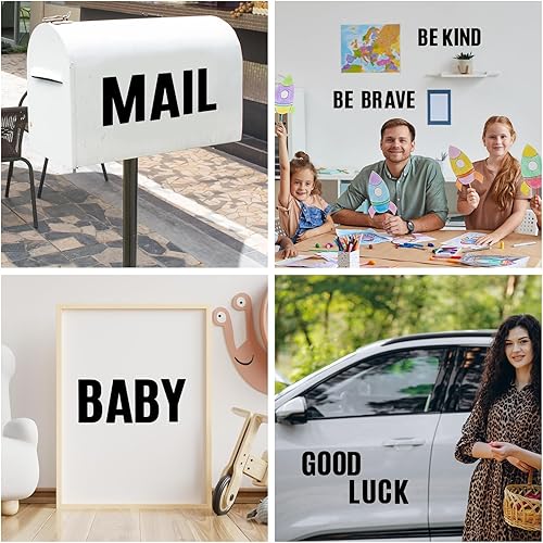 Miniatura 5 de Qilery 32 hojas de calcomanías de letras y números de 4 pulgadas, autoadhesivas, letras del alfabeto, letras grandes, etiquetas de números para la