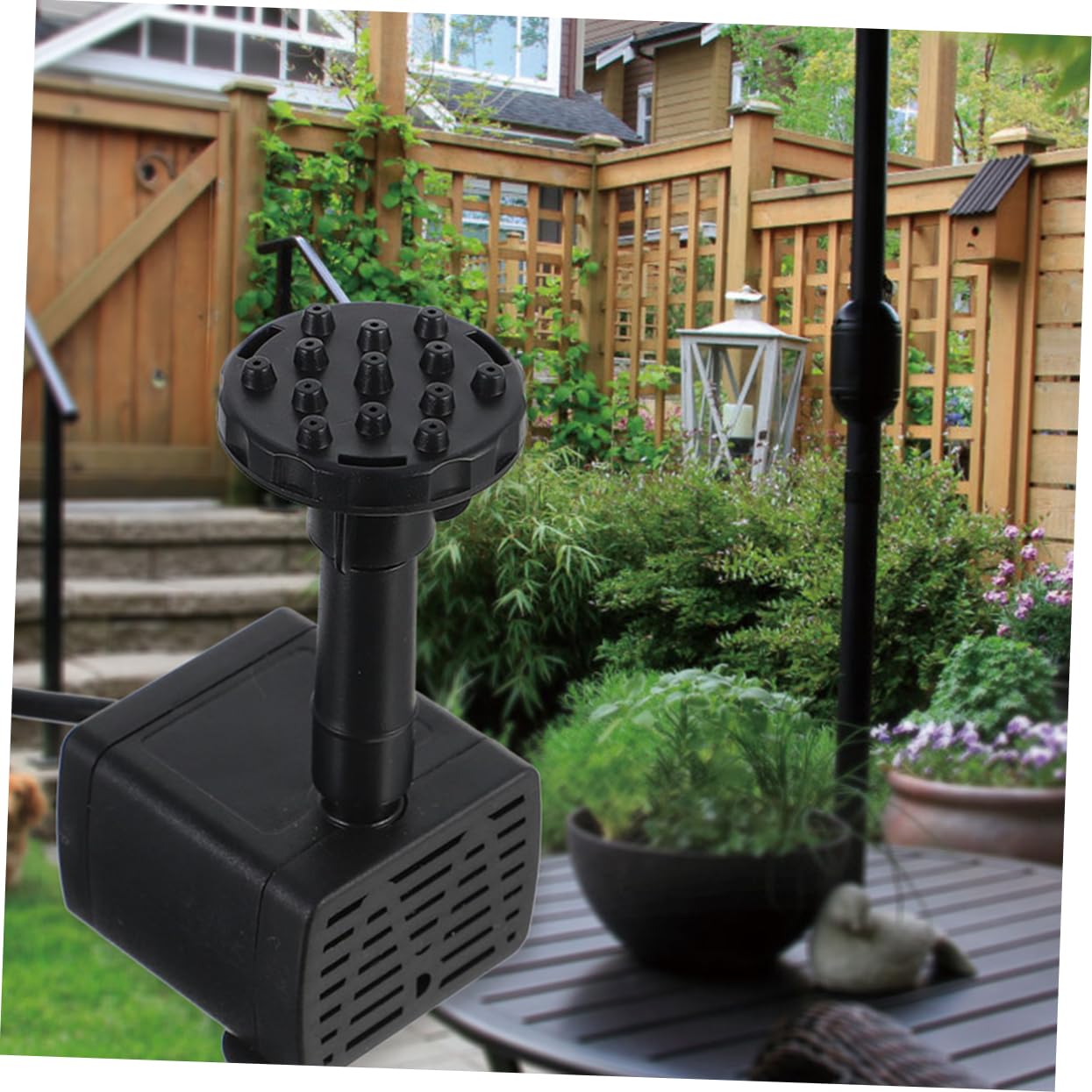 Pompa Solare per Fontana Galleggiante da Giardino 200l/h Nero | Plastica, Altezza Massima 70cm, 6 Ugelli per Diversi Getti, per Vasca e Laghetto