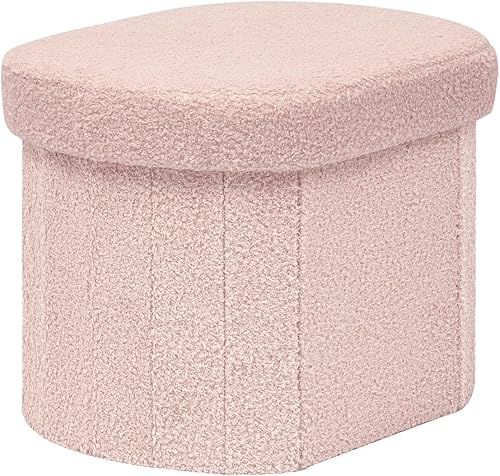 Miniatura 12 de B FSOBEIIALEO - Otomana con espacio de almacenamiento para sala de estar, reposapiés plegable, de vellón, banco plegable para dormitorio, 43.3