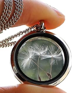 Handmade Real Dandelion Wish Necklace Make A Wish Real Dandelion Seed Pendant Necklace Dried Pressed Flower Charms Pendant Necklace