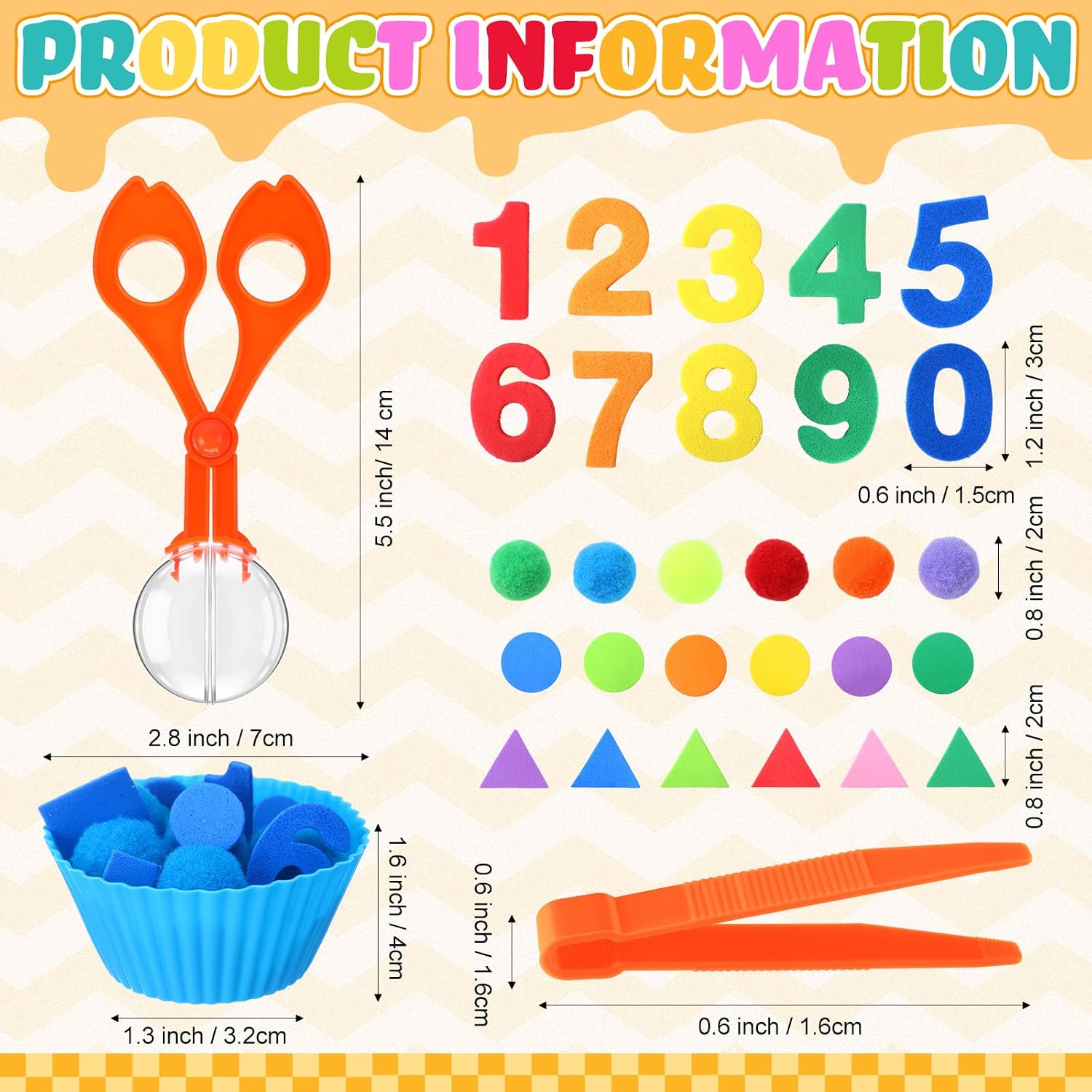Blosssound 550 Pcs Fine Motor Toys for Kids Tweezers Pom Poms Counting image 2
