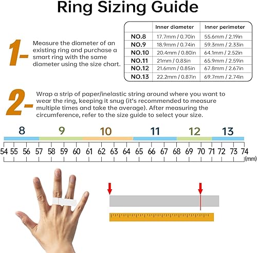 Miniatura 5 de Anillo inteligente, rastreador de sueño de salud, monitor de bienestar (plata, 10)