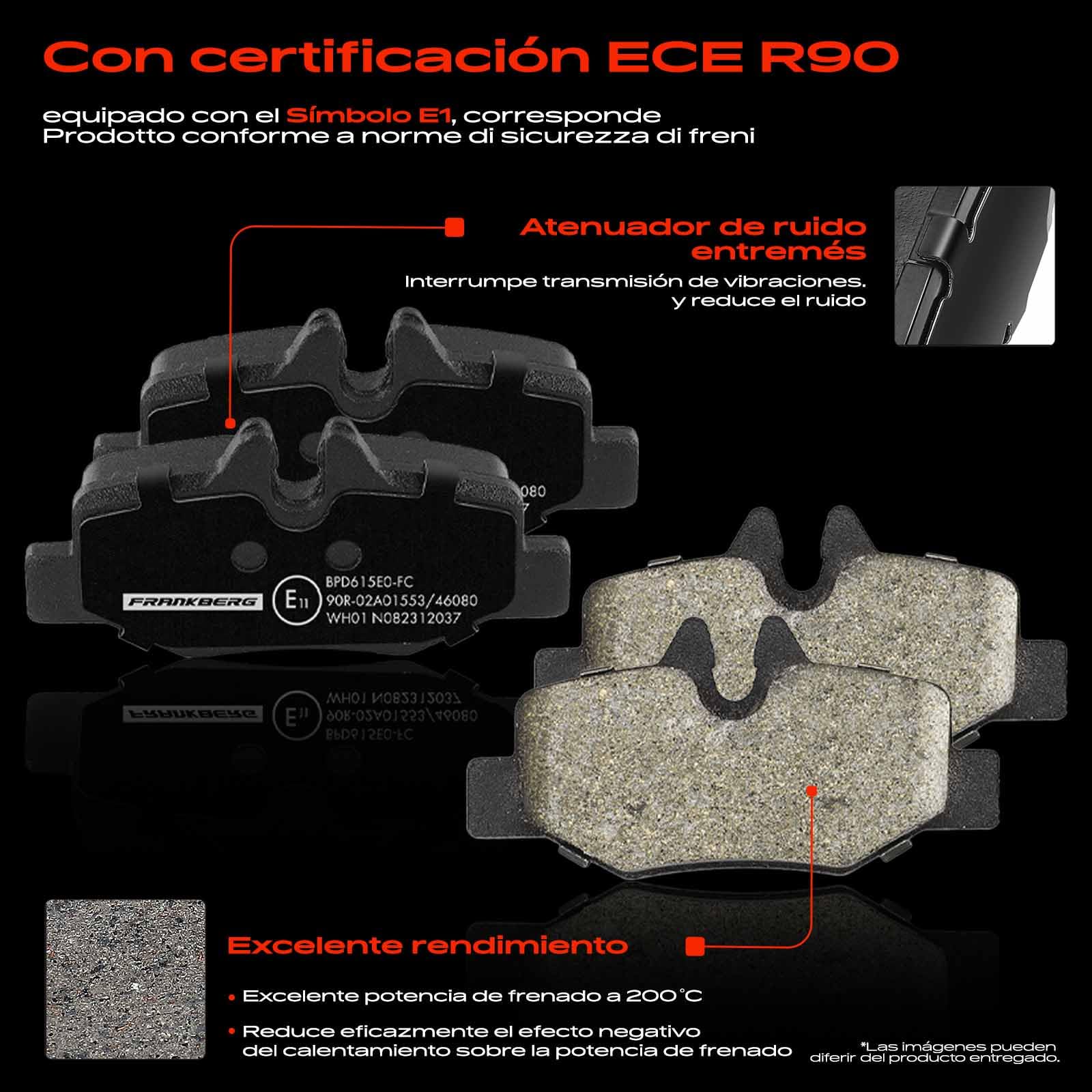 Frankberg Juego de frenos con 2 discos de freno y 4 pastillas de freno traseras, compatible con Vito Bus W639 Vito/Mixto Kasten W639 Viano W639 Replace# A0064204420