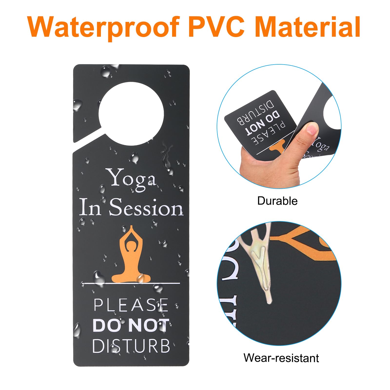 PATIKIL Do Not Disturb Door Hanger Sign, 2 Pcs PVC Double Sided Yoga in Session Door Sign Decor for Office Meeting, Session - Image 3