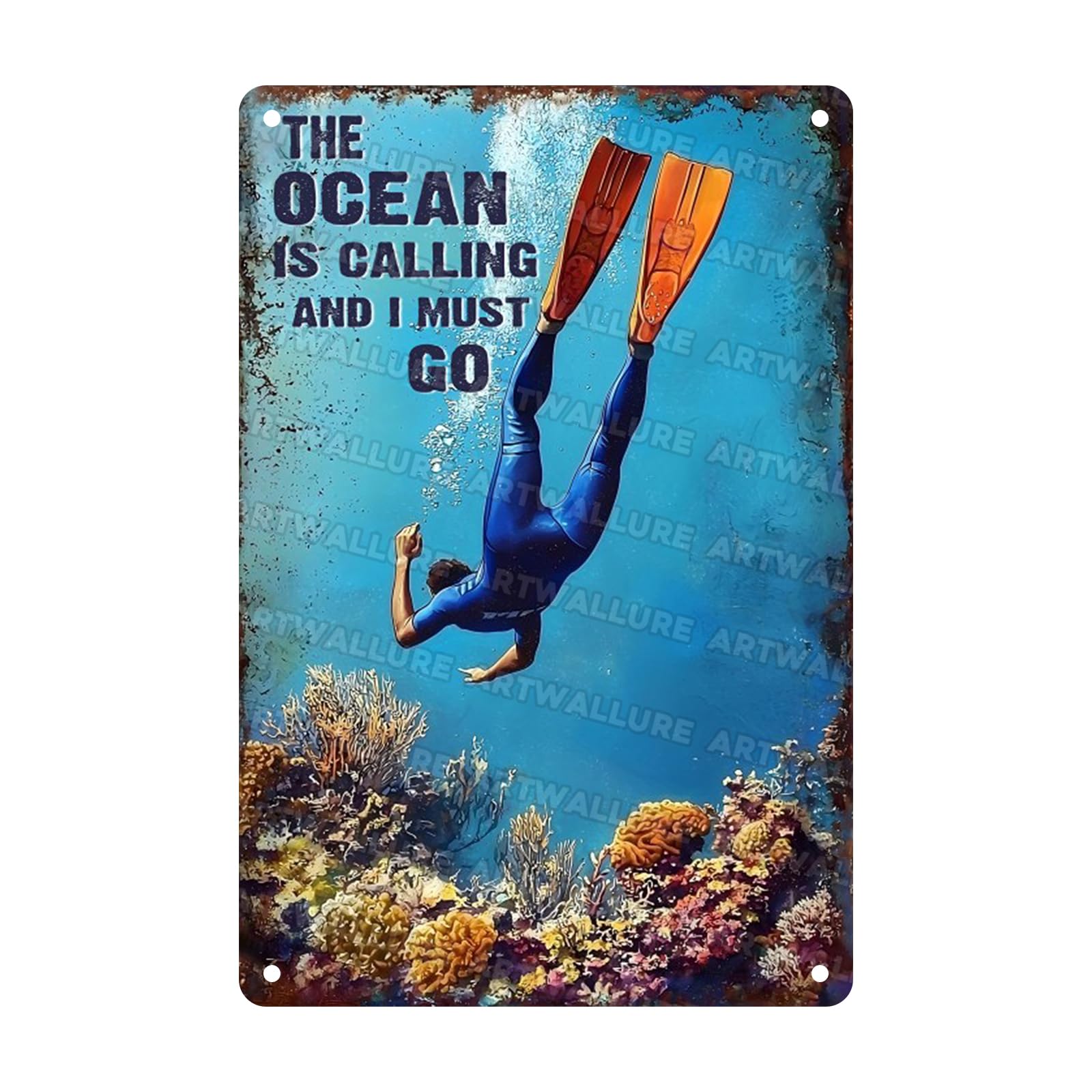 Surfing The Vintage Sign Ocean Is Calling And I Must Go Metal Sign Beach Surfing Lovers 8x12inch