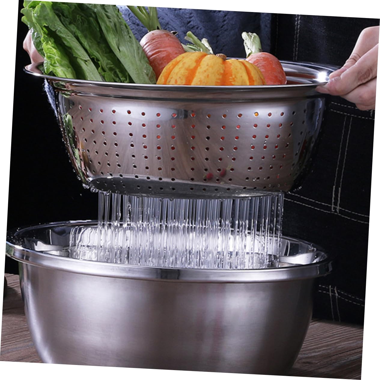 PRETYZOOM Set Utensili da Cucina in Acciaio Inox 3 Pezzi, Bacinella Grattugia Multifunzione Argento, per Frutta e Radice Aromatica, Taglio e Scolatura Efficienti