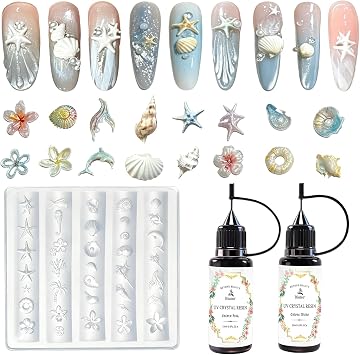 قوالب أظافر Biutee ثلاثية الأبعاد لفن الأظافر، قوالب أظافر سيليكون Sea Shell DIY Ocean Charms قوالب أظافر للنحت ثلاثي الأبعاد، جل تصميم الأظافر، مانيكير الأظافر، قالب منحوت من الراتنج، قالب إيبوكسي