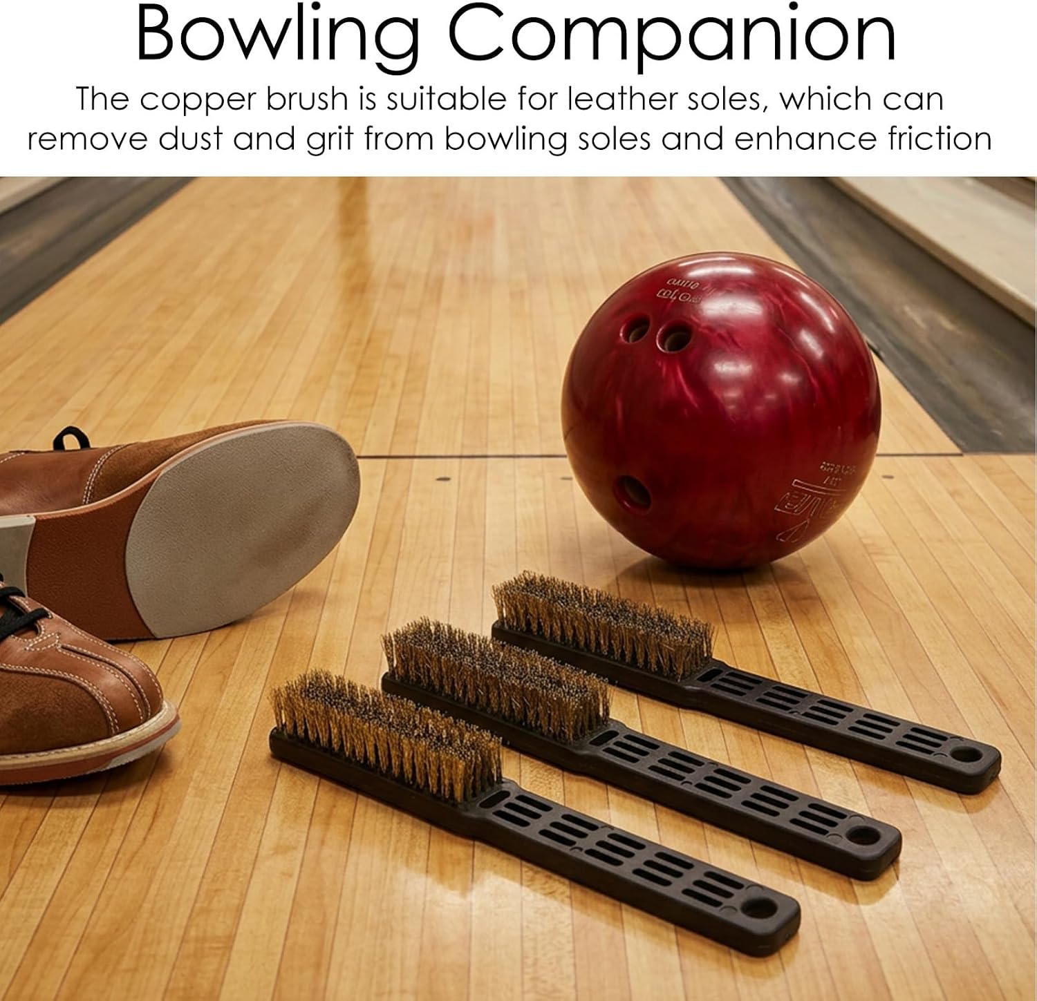 Bowling Shoe Brush, 3 Pack Bowling Ball Accessories for Men Wowen, Heavy Duty Copper PP Shoes Brushes for Remove Dust Grit