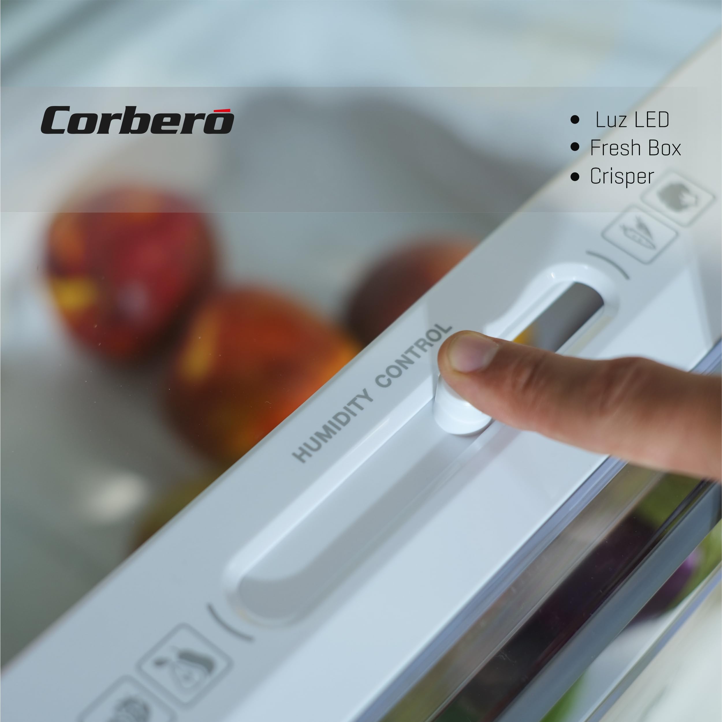Corberó - Frigorífico 2 Puertas | CF2PH178024NFW | No Frost | 415L | 178cm | Luz LED | Cajón Crisper | Fresh Box | Estanterías de cristal ajustables | Blanco