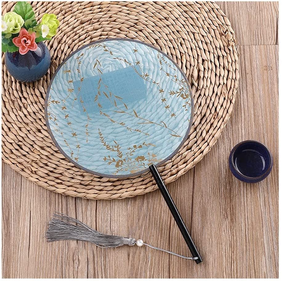 Abanico Plegable Chinese Abanico Japonés Abanico Abanico De Mano Redondo Semitransparente Escaldado En Oro De Seda Antiguo Chino, Abanico De Baile Han para Mujer Abanico de Mano(A4)
