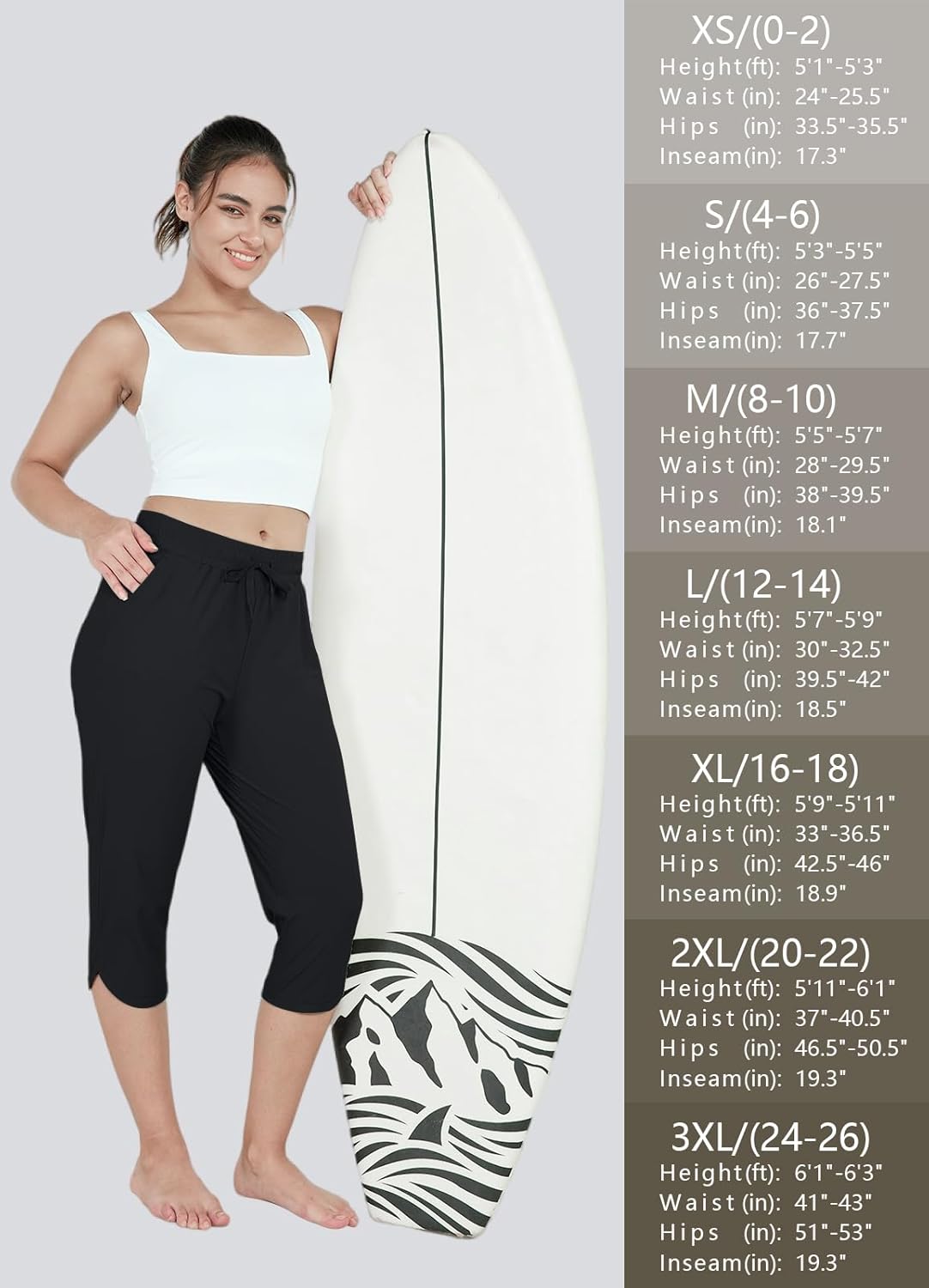 Women's Swim Capri Pants Board Shorts for Swimming Modest Swimsuits Beach Pants with Pockets Quick Dry UPF50+ - Image 6