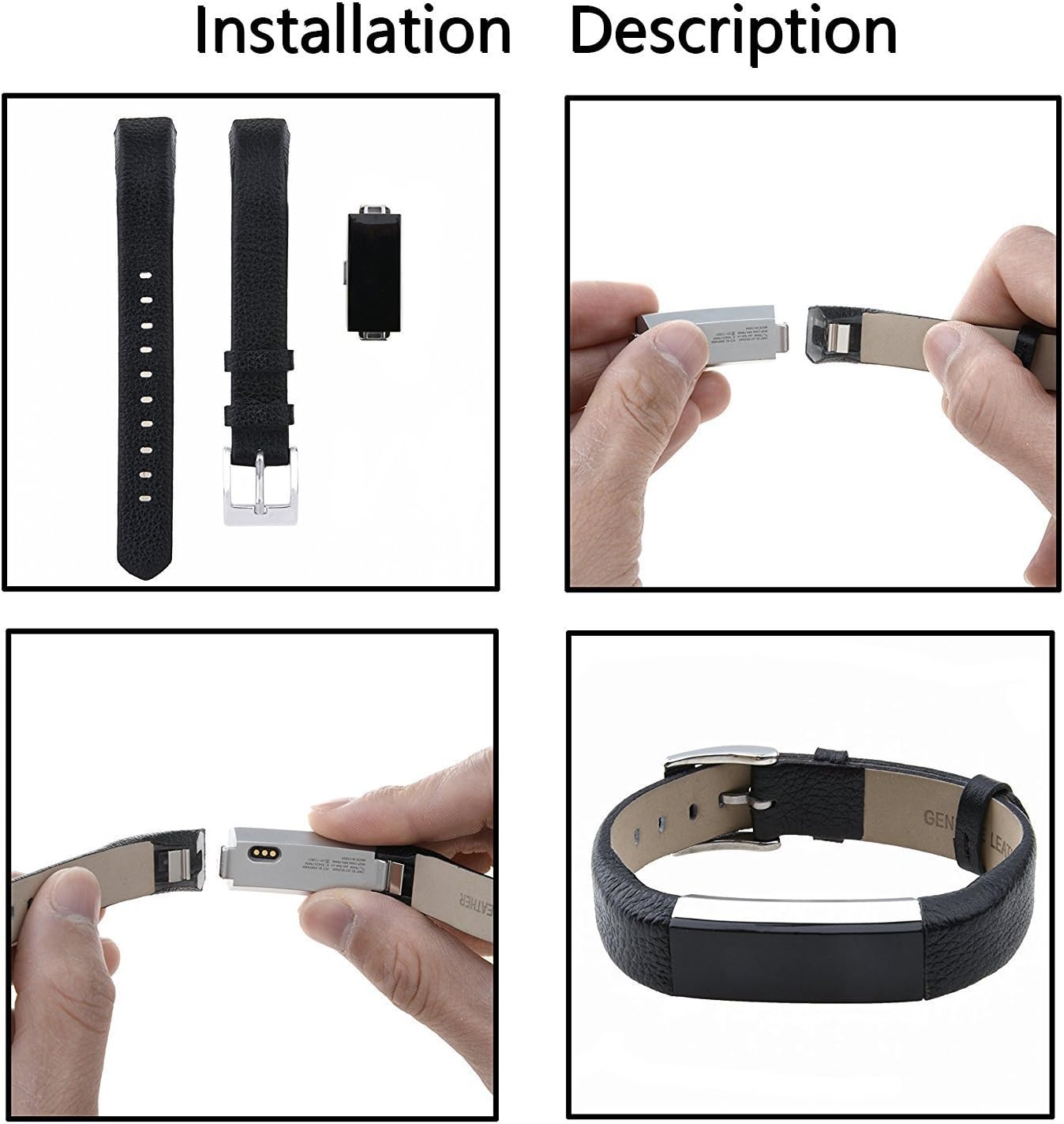 Henoda Replacemnt Leather Bands Compatible with Fitbit Alta/Fitbit Alta HR, Classic Genuine Leather Wristband, Small Large, No Tracker