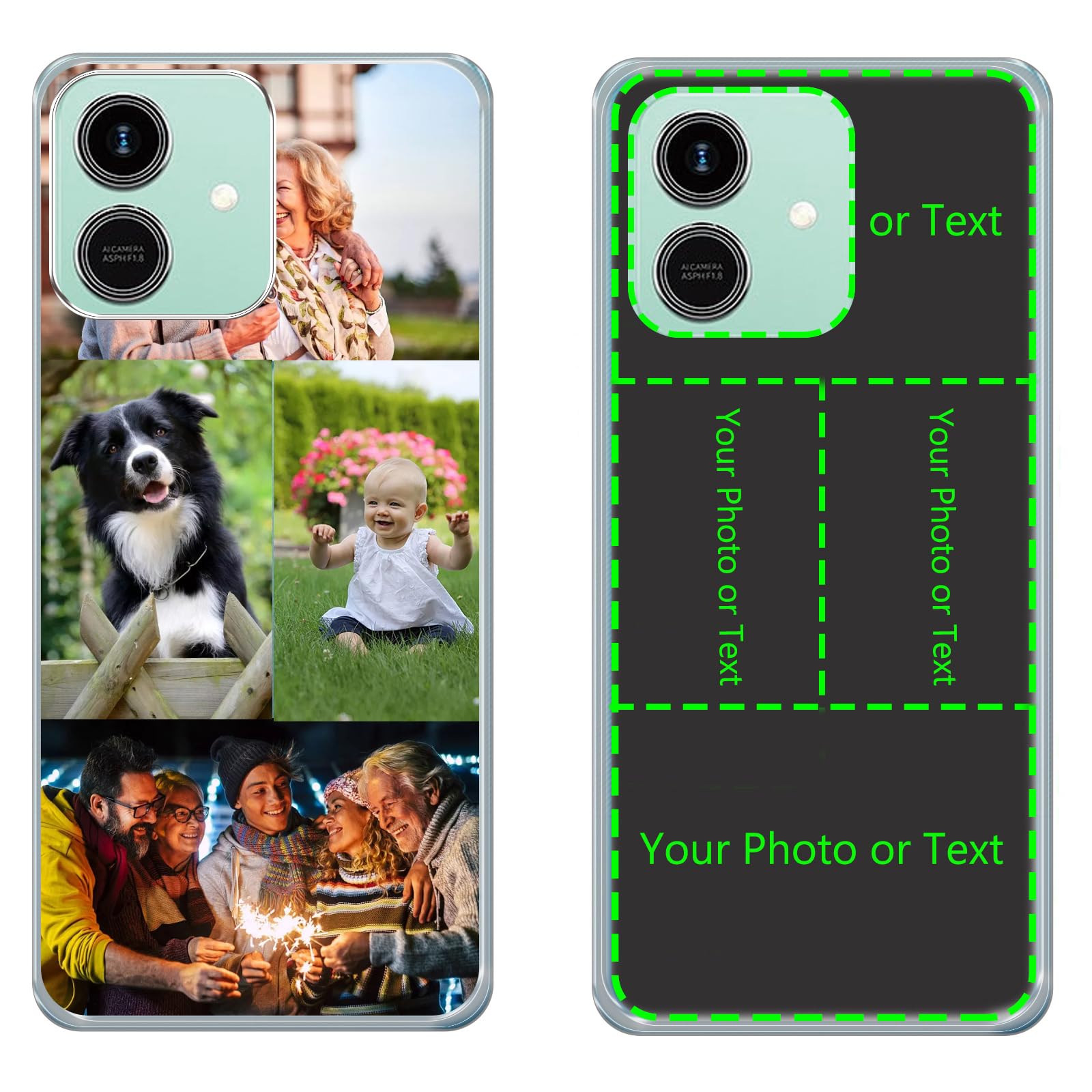 Transparent Personalised Photo Phone Case for vivo V70 Elite,Design Your Own Photo Image,Text Phone Case,Silicone Bumper Slim Soft TPU Cover Case,Personalised Case -4P